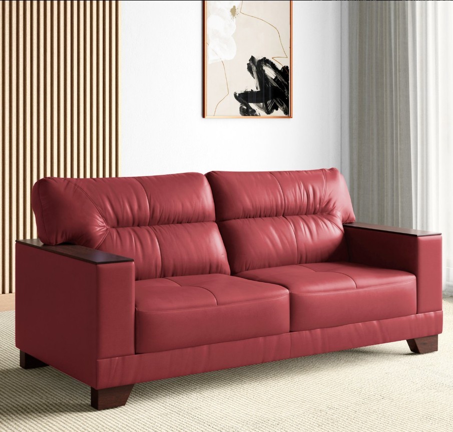 Half Leather 3-Seater Sofa