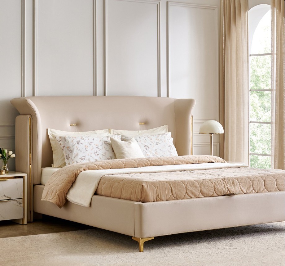 Queen Bed with Hydraulic Storage - Ivory