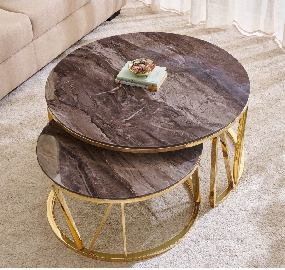 Set of 2 Nesting Coffee Tables - Brown